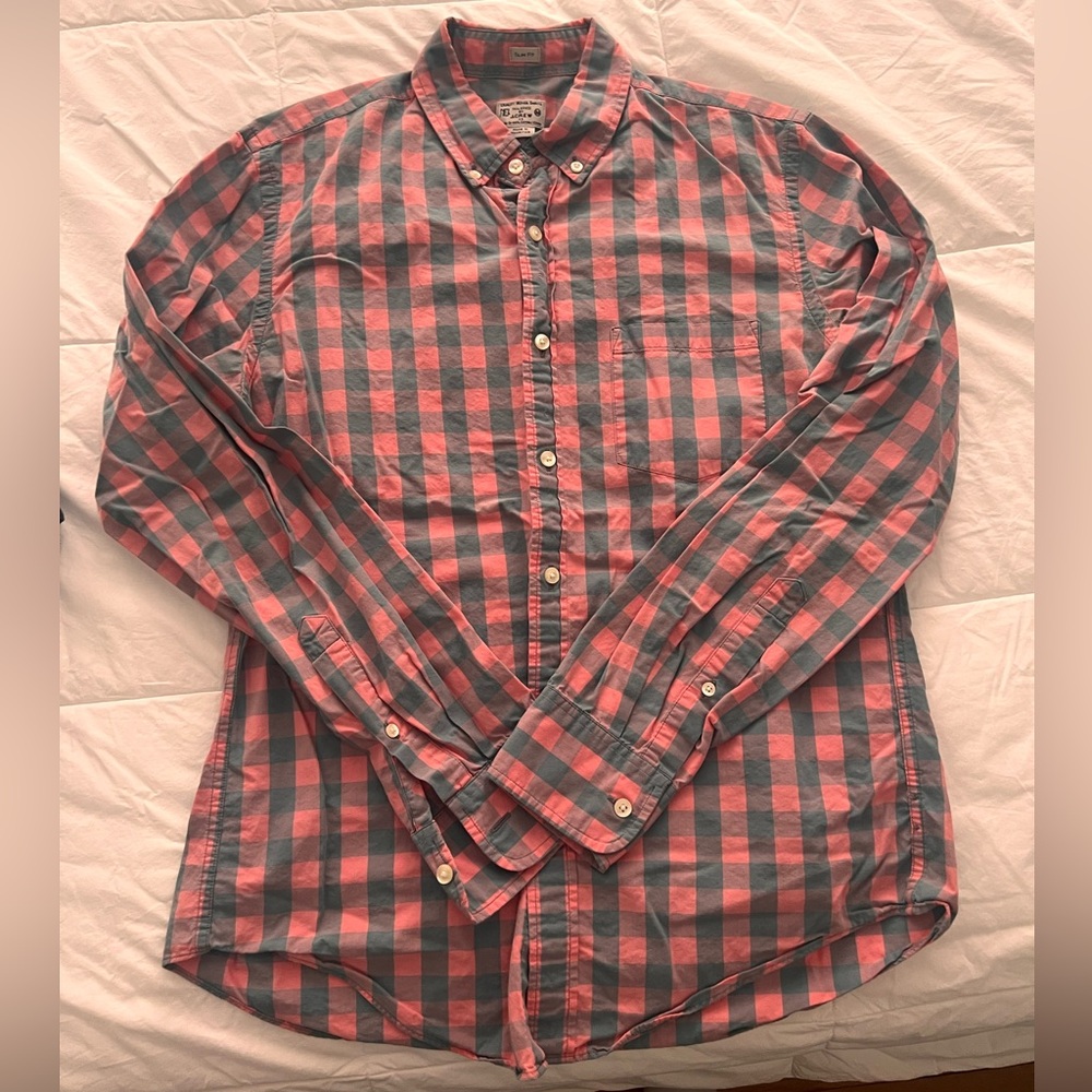 J Crew (2) Slim M Men's Plaid Button-Down Shirts